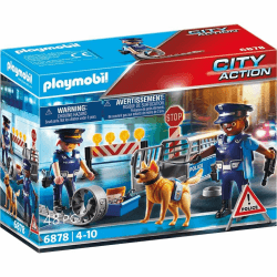 PLAYMOBIL Straßensperre mit Hund