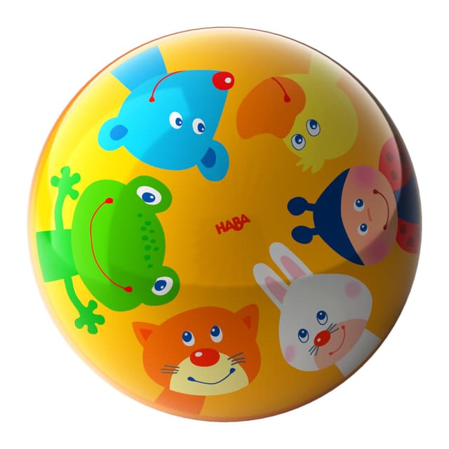 HABA Kinderball Tierfreunde – 14 cm bunter Ball mit Ventil – Fördert Motorik & Beweglichkeit ab 2 Jahren – Idealer Indoor-Spielball – 2012753001