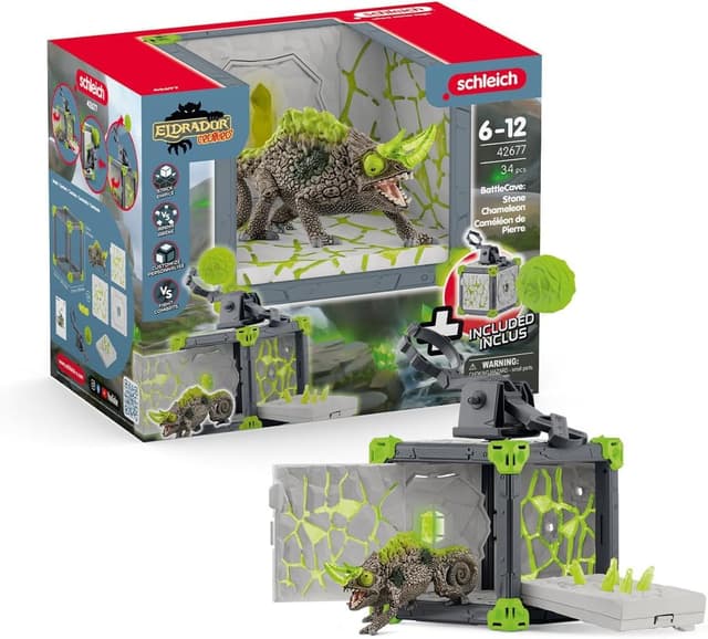 SCHLEICH 42677 BattleCave Steinchamäleons, ab 7 Jahren, ELDRADOR Creatures - Spielset, 34 Teile