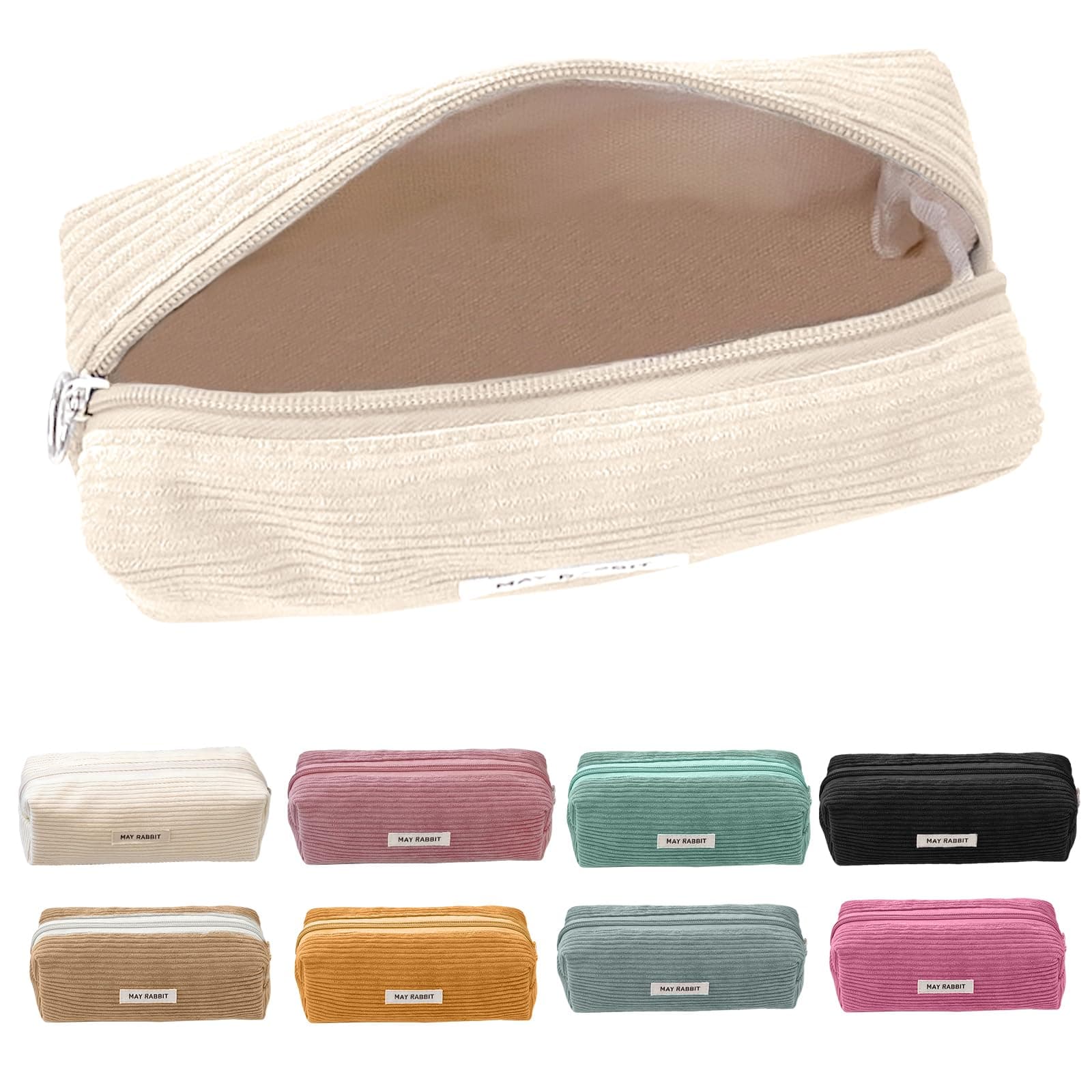 Electri-HQ Pencil Case,8 Farben zur Wahl,Mäppchen Cord-Stoff,Federmäppchen Milchig Grau für Mädchen Teenager, Federtasche Stiftetasche Stiftemappe Pencil Case Schulmäppchen für Schule, Büro (Creme) Angebot bei HelloDeals