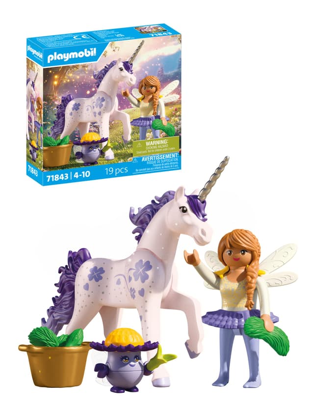 PLAYMOBIL | Magic Unicorns | Sammeleinhorn Glückslavendel mit Fee | Mit liebevollen Details & austauschbarem Zubehör Kinder ab 4 Jahren | 71843