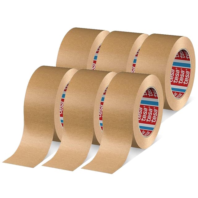 tesa tesapack 4713 Paketband im 6er Pack - Papier Klebeband zum Verschließen von Verpackungen, recyclingfreundlich und lösungsmittelfrei - braun - 6 Rollen je 50 m x 50 mm Single