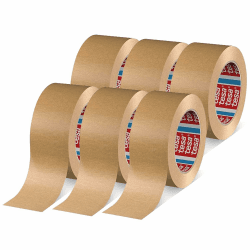 tesa tesapack 4713 Paketband im 6er Pack - Papier Klebeband zum Verschließen von Verpackungen, recyclingfreundlich und lösungsmittelfrei - braun - 6 Rollen je 50 m x 50 mm Single