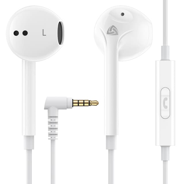LUDOS Zenith Kopfhörer In Ear Kopfhörer mit Kabel und Mikrofon, 2-Jahre Garantie, In Ear Ohrhörer, 3,5 mm Klinkenstecker Earbuds, Satte Bässe Earphones, Headphones für iPhone, iPad, Samsung - Weiß 3.5 mm Weiß