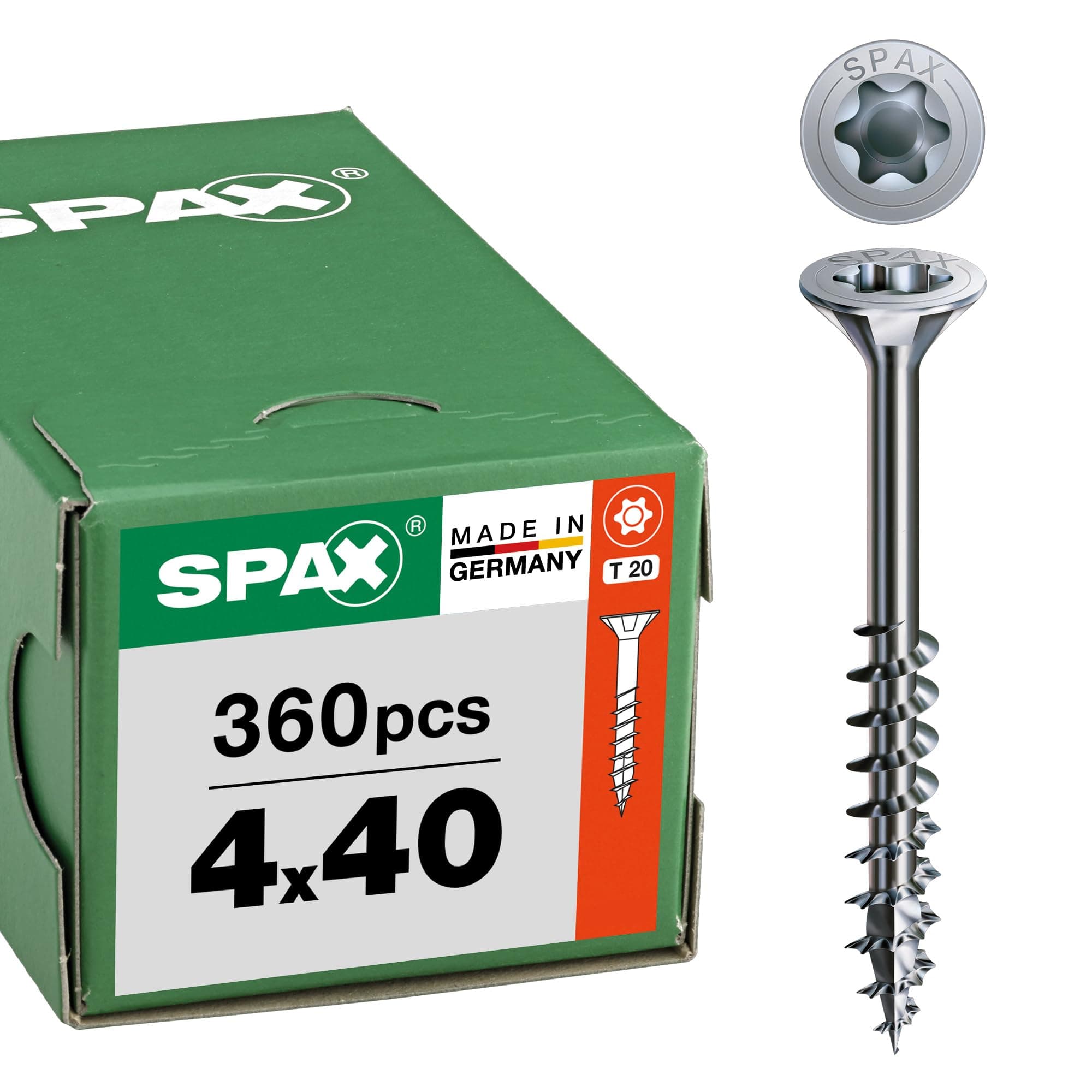 SPAX Universalschraube, 4 x 40 mm, 360 Stück, Teilgewinde, Senkkopf, T-STAR plus T20, 4CUT, WIROX A9J - 8000000276767 360 4x40