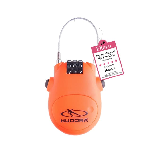HUDORA Kabelschloss - Handliches Kabel-Schloss mit 3-stelligem Zahlencode - Zahlenschloss für Scooter, Taschen & Helme - Schloss mit Kabel-Länge von 80 cm - Rollerschloss aus stabilem ABS-Gehäuse 1 Schloß