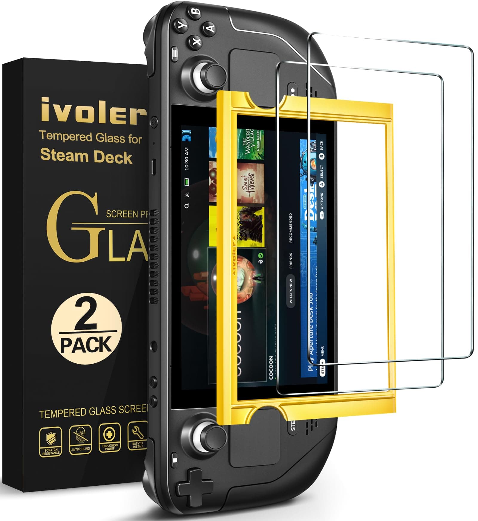 ivoler 2 Stücke Schutzfolie für Steam Deck/Steam Deck OLED, Panzerglasfolie Mit Positionierhilfe, 9H Härte, Anti-Kratzen Folie, Anti-Bläschen Displayschutzfolie, Kritall-Klar Hartglas Steam Deck LCD / Steam Deck OLED Angebot bei HelloDeals