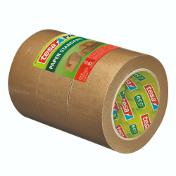tesa Papier Standard - Umweltschonendes Paketband aus Papier, 56% biobasiertes Material - Effizient und recyclingfreundlich - Braun - 3x 50 m x 50 mm 3x 50m x 50mm Single
