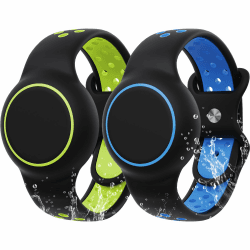 Wasserdichtes Armband kompatibel mit AirTag für Kinder, 2 Stück Silikonhalter mit Versteckt Cover Design Armband kompatibel mit AirTag, Atmungsaktiv GPS Tracker Halter für Kinder GB Schwarz Blau & Schwarz Grün
