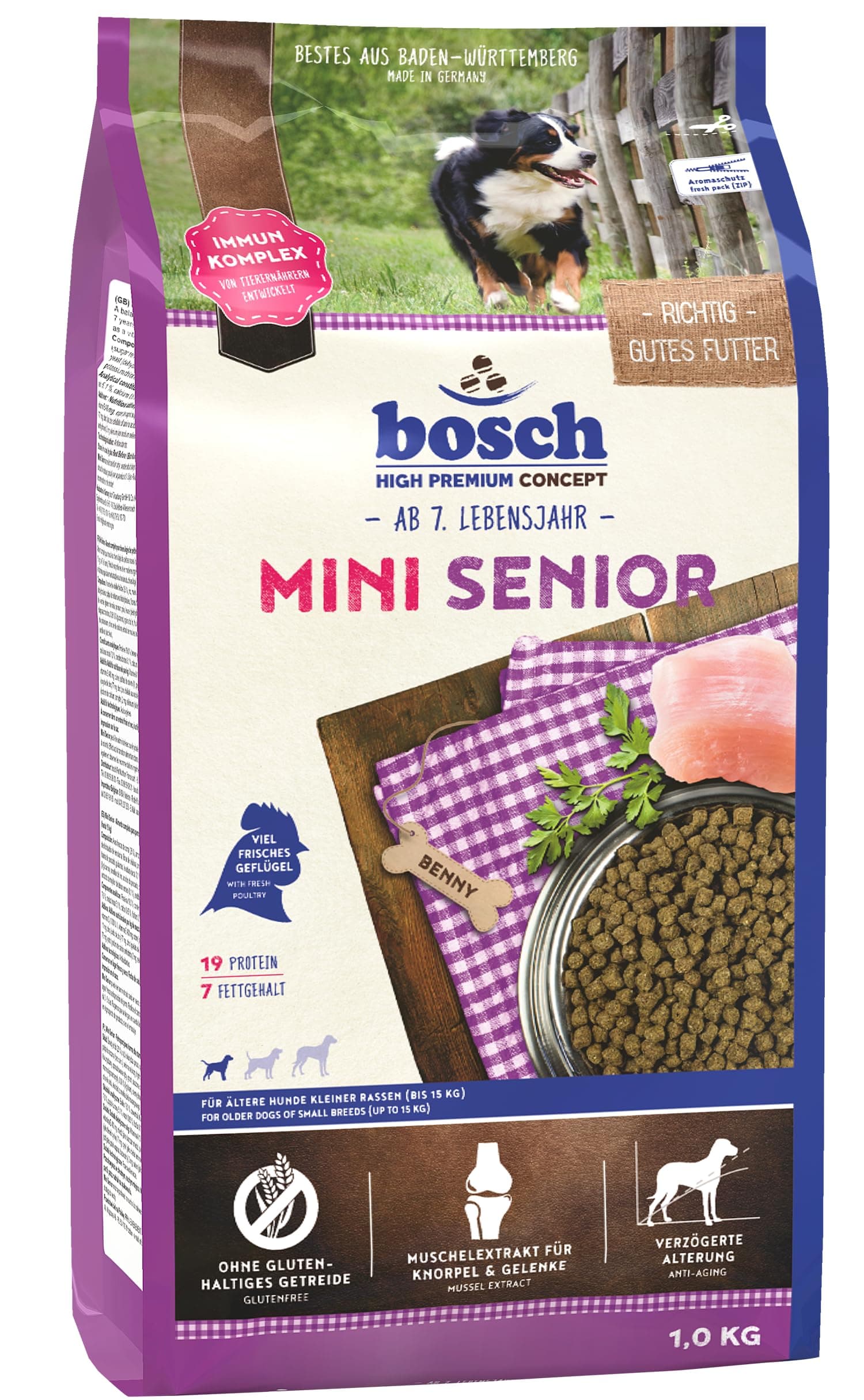 bosch HPC Mini Senior | Hundetrockenfutter für ältere Hunde kleiner Rassen (bis 15 kg) | 1 x 2.5 kg 2.5 kg (1er Pack)
