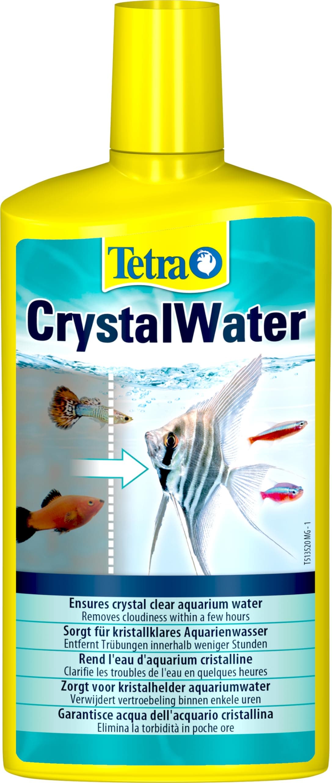 Tetra CrystalWater - Wasserklärer gegen Trübungen für kristallklares Wasser im Aquarium, bindet Schwebepartikel, 500 ml Flasche