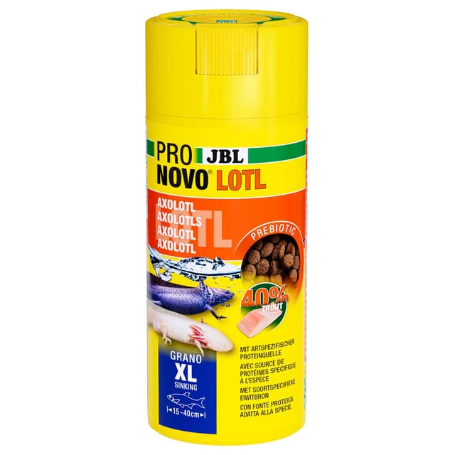 JBL PRONOVO LOTL GRANO, Hauptfutter für Axolotl von 15-25 cm, Fischfutter-Granulat, Größe XL, 250 ml 150 g (1er Pack)
