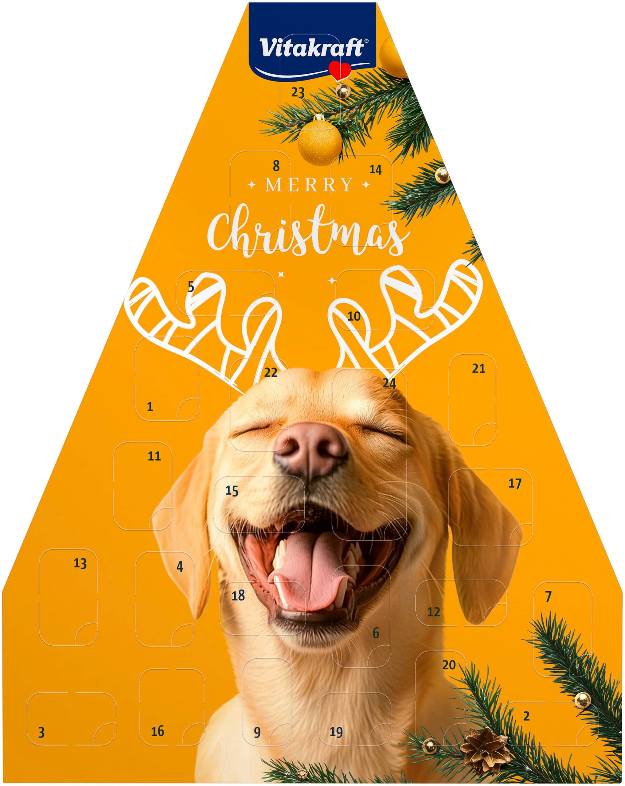 Vitakraft Adventskalender für Hunde, 2025, liebevoll zusammengestellte Auswahl leckerer Snacks, für die Vorweihnachtszeit, Hundeleckerlis, für alle Altersstufen (1x 244g) Nachfolger