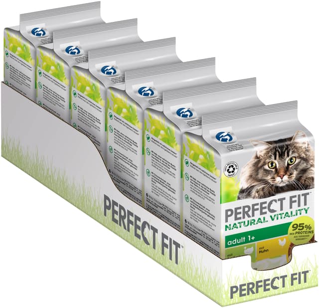 PERFECT FIT Adult 1+ Premium Katzenfutter nass - 36x50g Portionsbeutel - mit Huhn und Truthahn - Nassfutter für Katzen - ohne Getreide Truthahn & Huhn 1.8 kg (1er Pack)