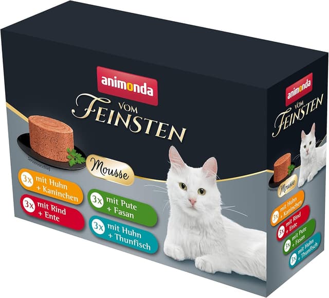 animonda Vom Feinsten Adult Katzenfutter Mousse-Vielfalt (12 x 85 g), Nassfutter für ausgewachsene Katzen, ohne Getreide und Zucker, luftig zarte Konsistenz Mousse Mix 85 g (12er Pack)