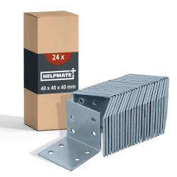HELPMATE – 24 Stück Lochplattenwinkel 40x40x40 mm – Winkelverbinder galvanisch verzinkt & blau passiviert – Holzverbinder mit hervorragendem Korrosionsschutz – Lochwinkel 40x40x40mm