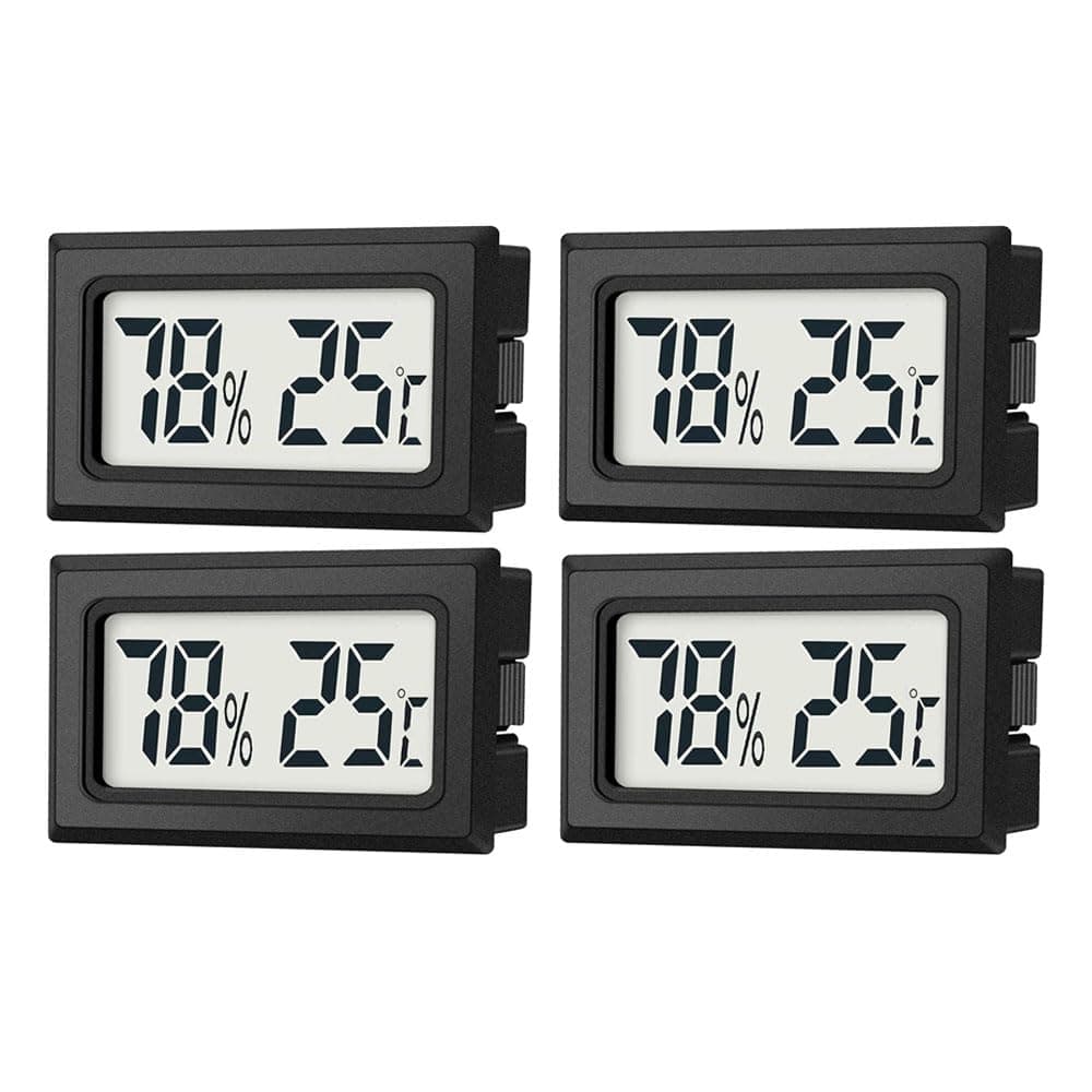 JEDEW 4er-Set Mini Digitale Thermometer-Hygrometer, Innen Temperatur- und Luftfeuchtigkeitmessgerät für Innenraum Gewächshaus Luftbefeuchter Reptilien, Großer LCD-Bildschirm Zentigrad ℃ (4)