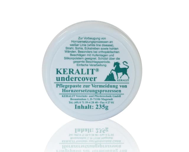Keralit Undercover Hufpflegepaste – Langzeit Hufschutz bei Hornzersetzung & Strahlfäule | Für Beschlag mit Eisen, Platte & Silikon | Kurkuma & Rindenextrakte, 235 g