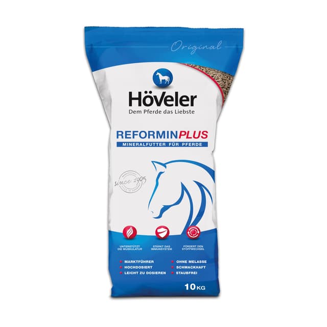 Höveler Reformin Plus 10 kg – Mineralfutter für alle Pferde – Mineralstoffe, Spurenelemente und Vitamine – optimale & bedarfsgerechte Versorgung - Mineralfuttermittel 10 kg (1er Pack)
