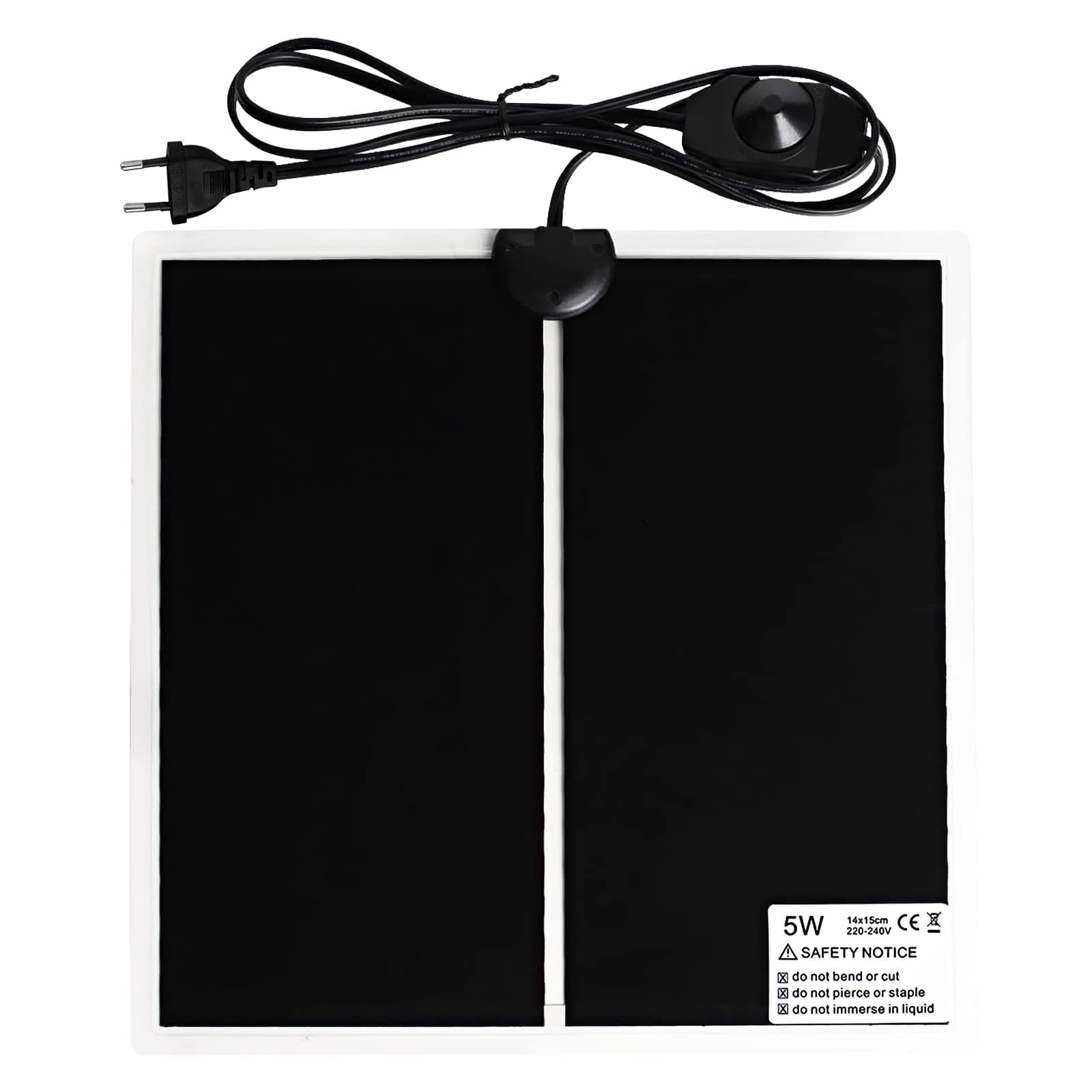 Geoyien Heizmatte Terrarium, Terrarium heizmatte 15 X 14CM, Reptilien Heizmatte, wasserdicht feuchtigkeitsbeständig, einstellbare Temperatur (0-35 Grad) Europäischer Stecker (5W, 220V-240V) 15x14CM