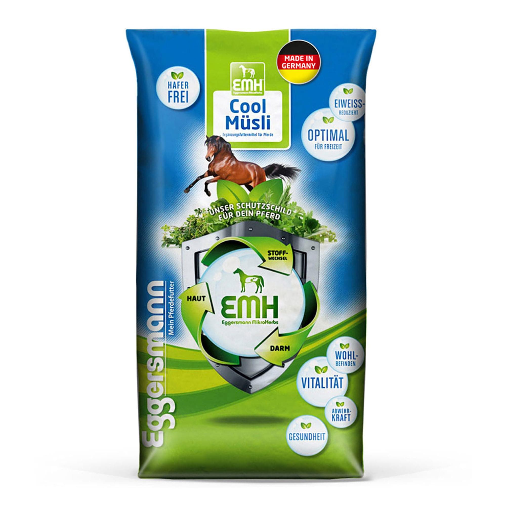Eggersmann EMH Cool Müsli 20kg – Eiweißreduziertes Pferdemüsli Haferfrei – Zusatzfutter für Pferde und Ponys - Natürliches Pferdefutter EMH Cool Müsli 20 kg (1er Pack)