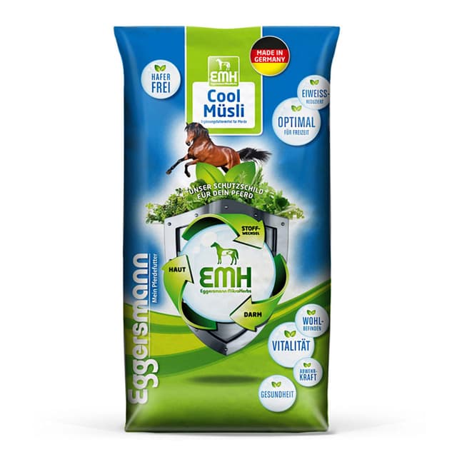 Eggersmann EMH Cool Müsli 20kg – Eiweißreduziertes Pferdemüsli Haferfrei – Zusatzfutter für Pferde und Ponys - Natürliches Pferdefutter EMH Cool Müsli 20 kg (1er Pack)