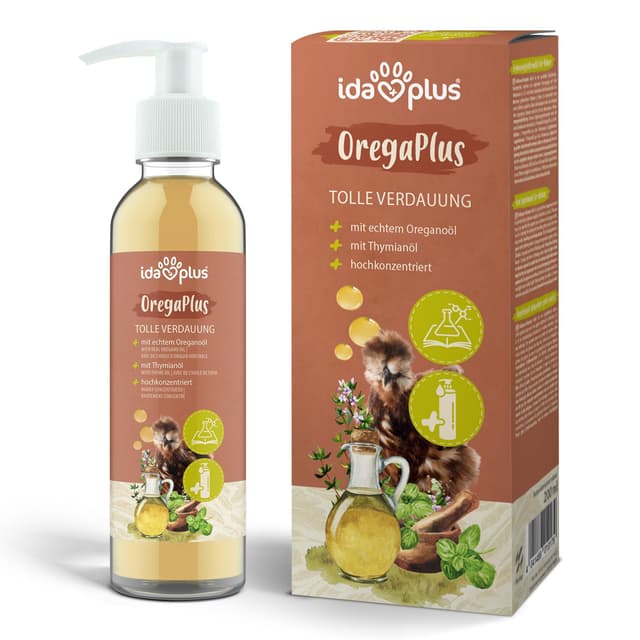 Ida Plus - Orega Plus - Oregano Öl für Hühner unterstützt die Verdauung & Darmflora der Huehner z. B. nachdem Huehner Durchfall hatten - optimale Regeneration nach Parasitenbefall - Kokzidien - 200 ml