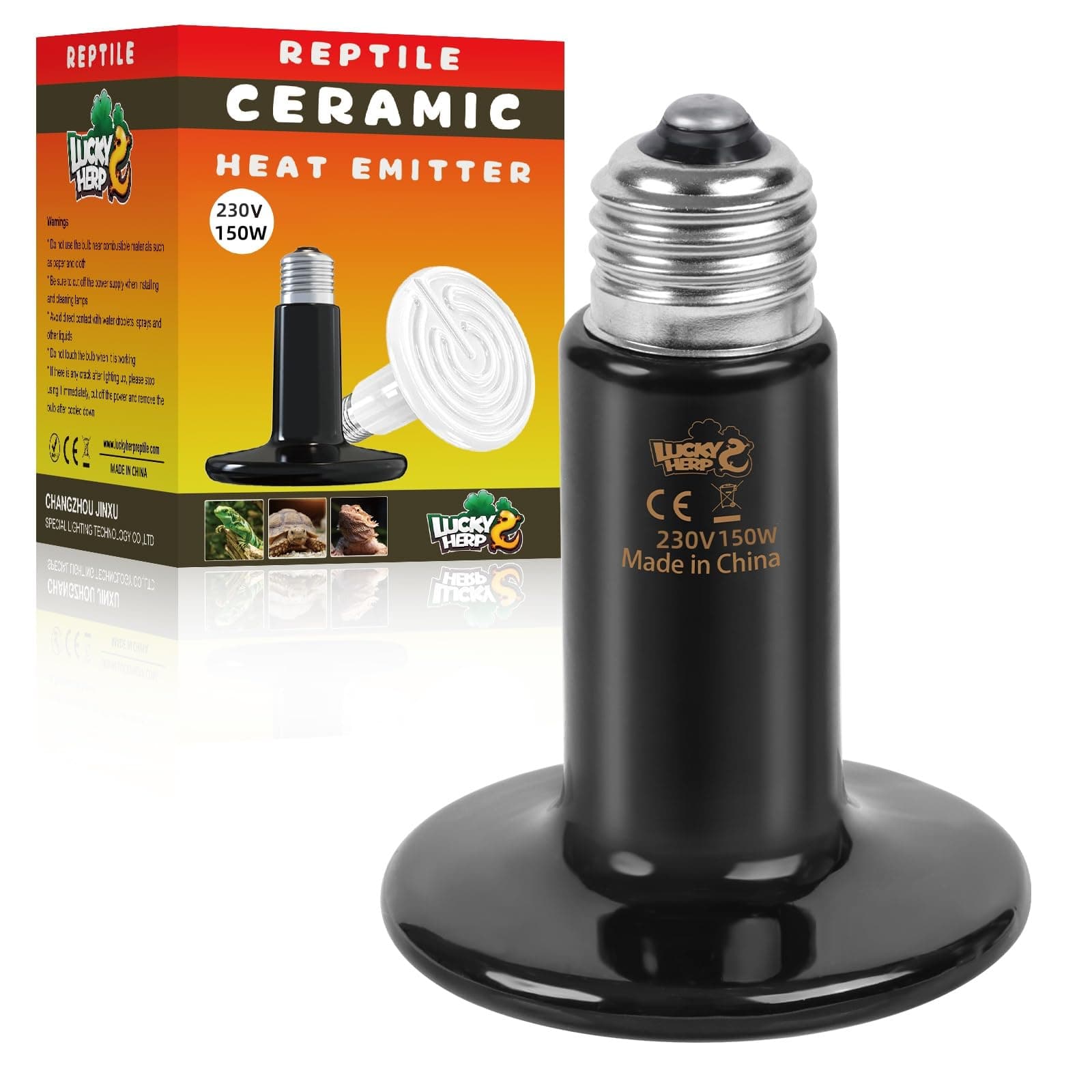 LUCKY HERP Terrarium Wärmelampe Reptilien, Schildkröten Keramik Wärmelampe Terrarium 150W, E27 Heizlampe Keramik Lampe für Tiere,Hühne,Schildkröte, Bartagame, Hund, Eidechse, Schlange 1 stück 150W
