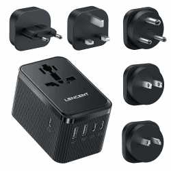 LENCENT Reiseadapter Weltweit, 30W Universal Reisestecker Adapter mit 3 USB C und 2 USB A, Internationaler Steckdosenadapter für USA England Japan Malediven Sri Lanka Australien (Typ A/C/D/G/I)