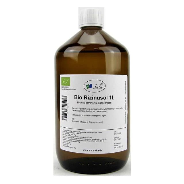 Sala Rizinusöl kaltgepresst BIO 1 L 1000 ml Glasflasche Rizinusöl kaltgepresst bio 1 l (1er Pack)