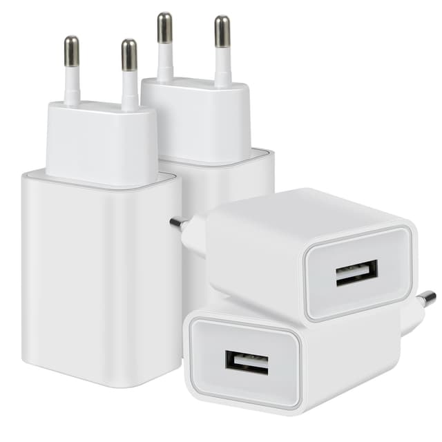 4 Pack 12W Ladegerät USB Netzteil Stecker Adapter, 2.4A/5V Ladestecker USB Netzstecker Steckdose Kompatibel mit iPhone Samsung Huawei Xiaomi Oppo