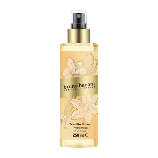 bruno banani Vanilla Muse Body & Hair Splash für Sie, fruchtiger Amber-Duft mit weißen Blüten, Pfirsich und Vanille, intensiv, langanhaltend und verführerisch feminin, 250 ml 250 ml (1er Pack) Body & Hair Mist