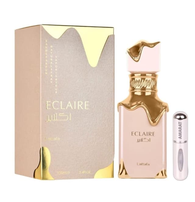 Eclaire Eau da Parfum, 100 ml, arabisches Parfüm für Damen, lange Haltbarkeit, Import aus Dubai, inklusive nachfüllbarem Zerstäuber, 5 ml, blumiger und süßer Duft (Eclaire)