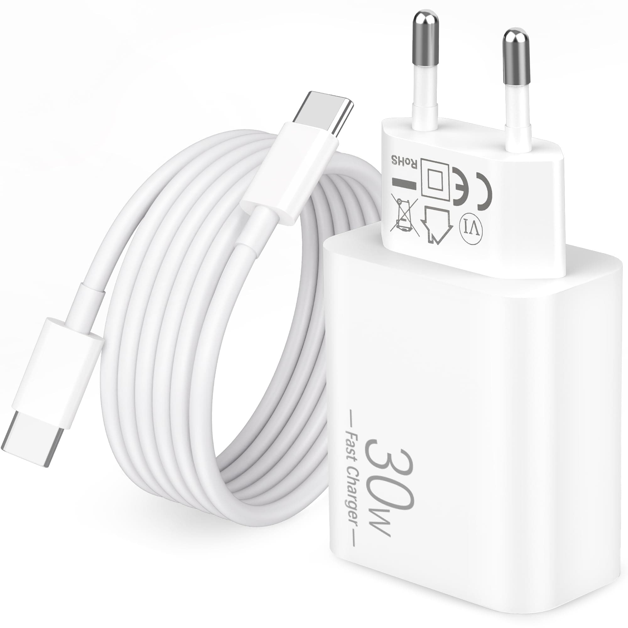 30W USB C Ladegerät Ladekabel für iPad Pro/Air 13/11/12.9, iPad 10/11/A16 Generation, iPhone 17/Air/16/16e/15 Pro Max, Netzteil Stecker Schnellladegerät Charger Adapter mit 2M USBC Schnellladekabel