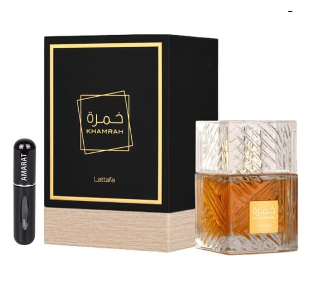 Khamrah Original Eau da Parfum, 100 ml, Uni, Import aus Dubai mit angenehmen, langanhaltenden Aromen, inklusive nachfüllbarem Zerstäuber, 5 ml, langanhaltender Duft (Khamrah)
