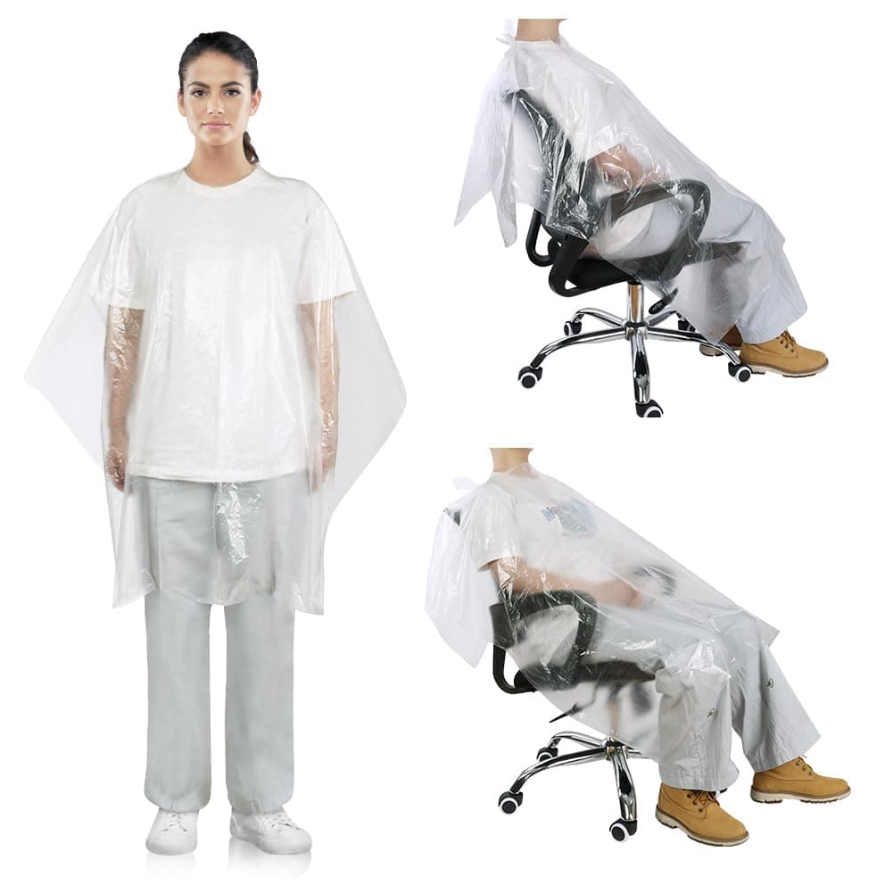 LOPHE Einmalumhänge, 50 Stück Einweg Umhang 130x110 Cm, Einweg Friseurumhang für Friseure Und Barbiere, Wasserdichte, für Erwachsene Kinde