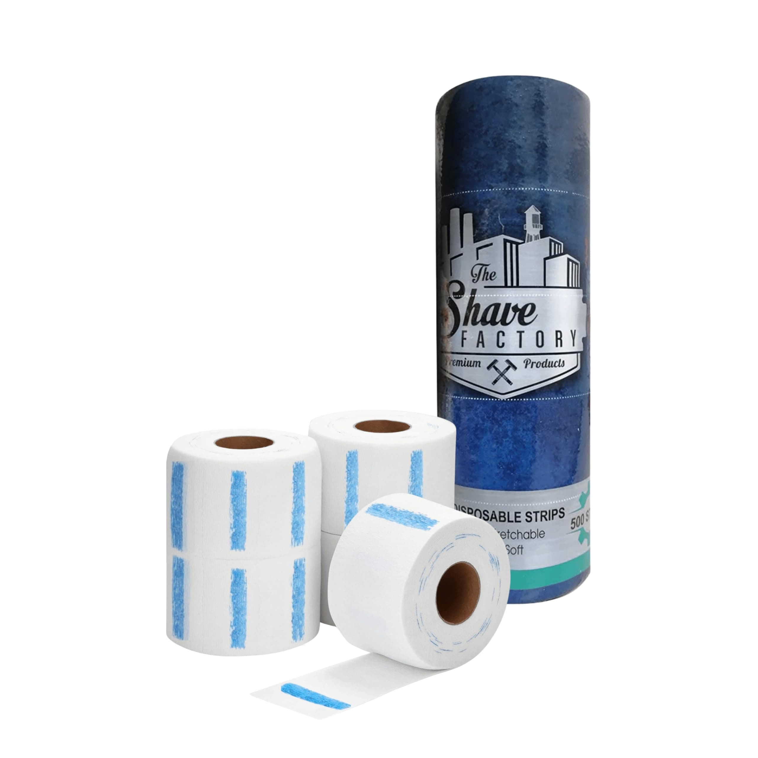 the shave factory Nackenstreifen für Friseure – 5 Rollen mit 100 Streifen – Wasserlinsen-Nackenschutz für eine angenehme Rasur oder einen bequemen Haarschnitt Weiß