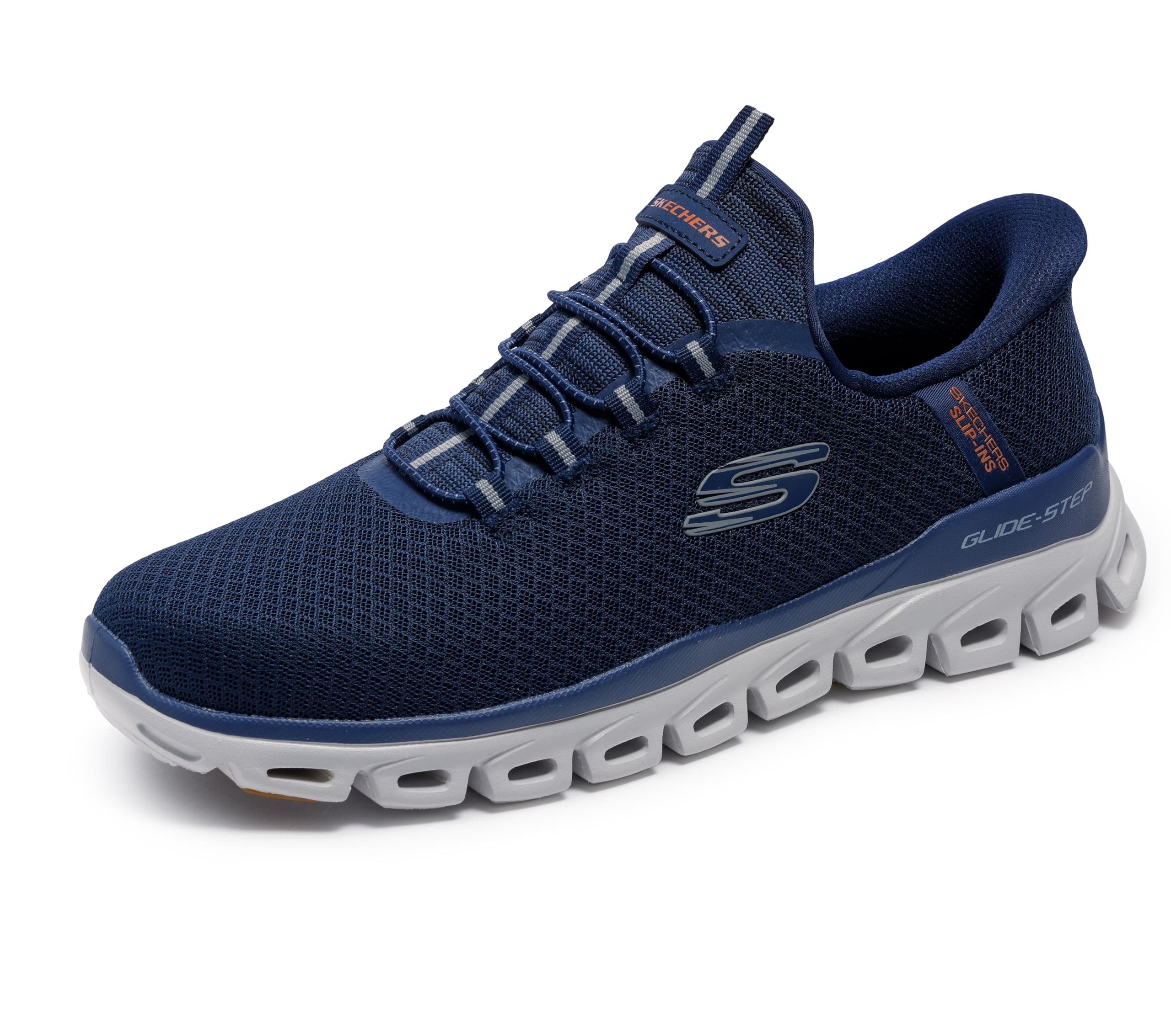 Skechers Herren Glide-Step Noxus Hands Free Slip-inSneaker 48.5 EU Navy Mesh Pu