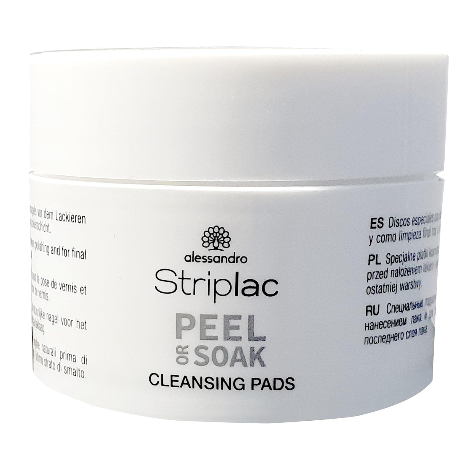 alessandro Striplac Peel or Soak Cleansing Pads – Reinigungspads zur Anwendung auf dem Naturnagel – Vor und nach dem Lackieren – Mit Pfirsichduft – 50 Stück (1er Pack)