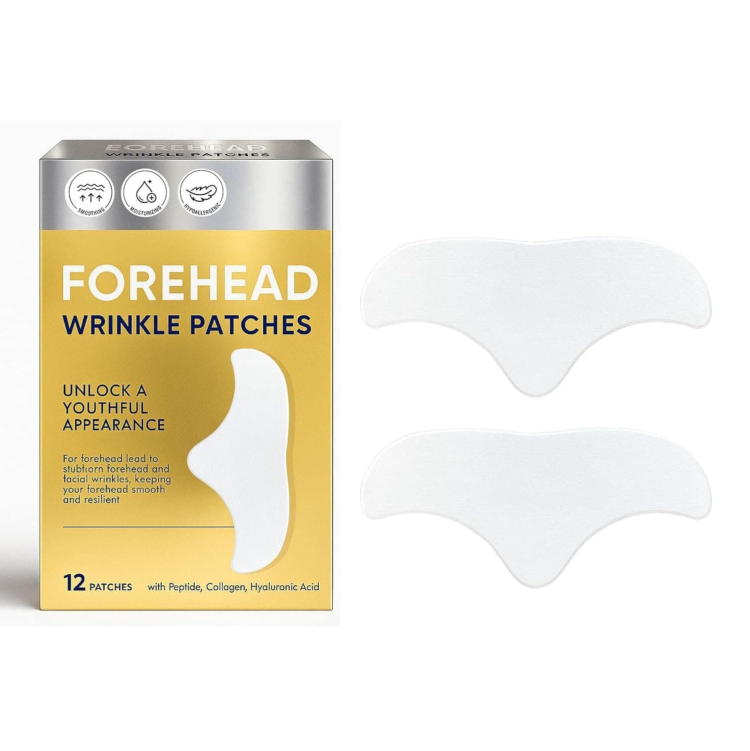 Zornesfalte Pflaster, 12 Stirnfaltenpflaster zur Beseitigung von Stirnfalten, Reduzierung von Falten und Fältchen, wiederverwendbar, für alle Hauttypen geeignet. black