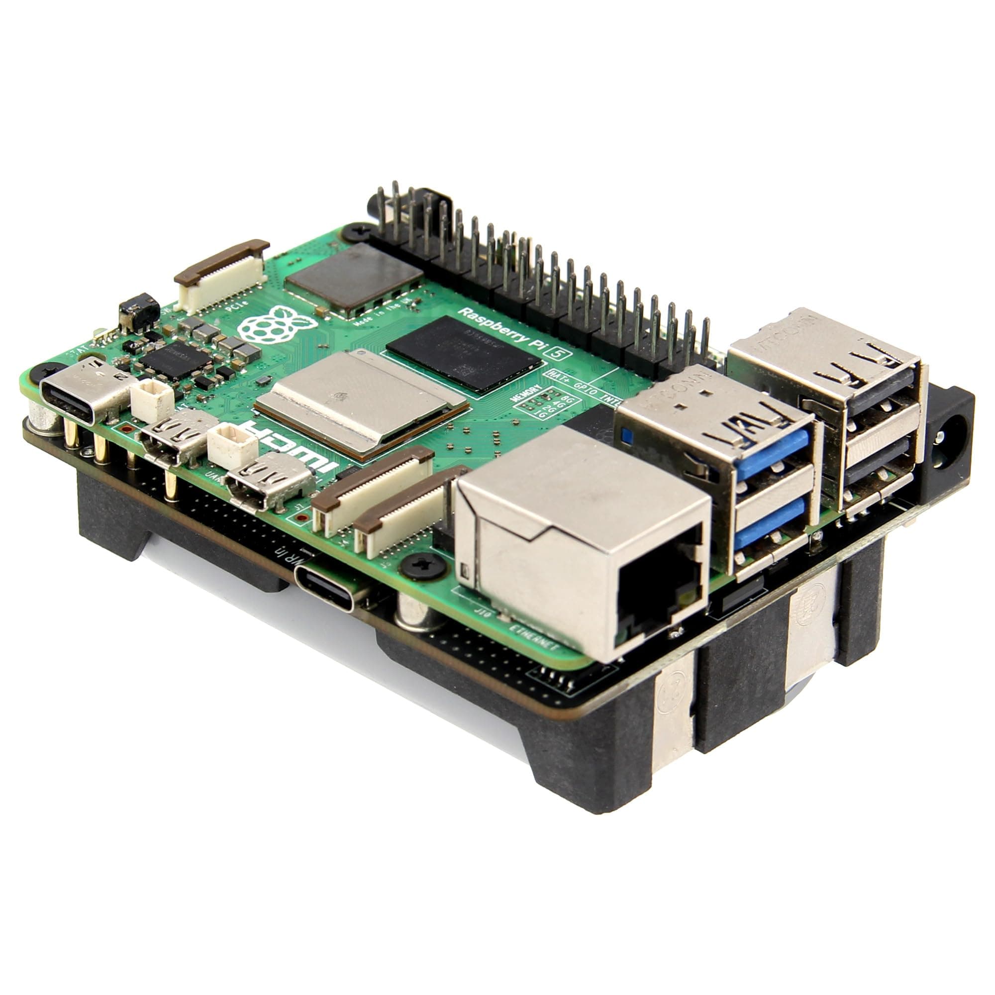 Geekworm X1205 5V UPS HAT Shield for Raspberry Pi 5|Max 5.1V 6A Output|Wide 9-18V Input|Auto Power On|Safe Shutdown|Power Loss Detection Function