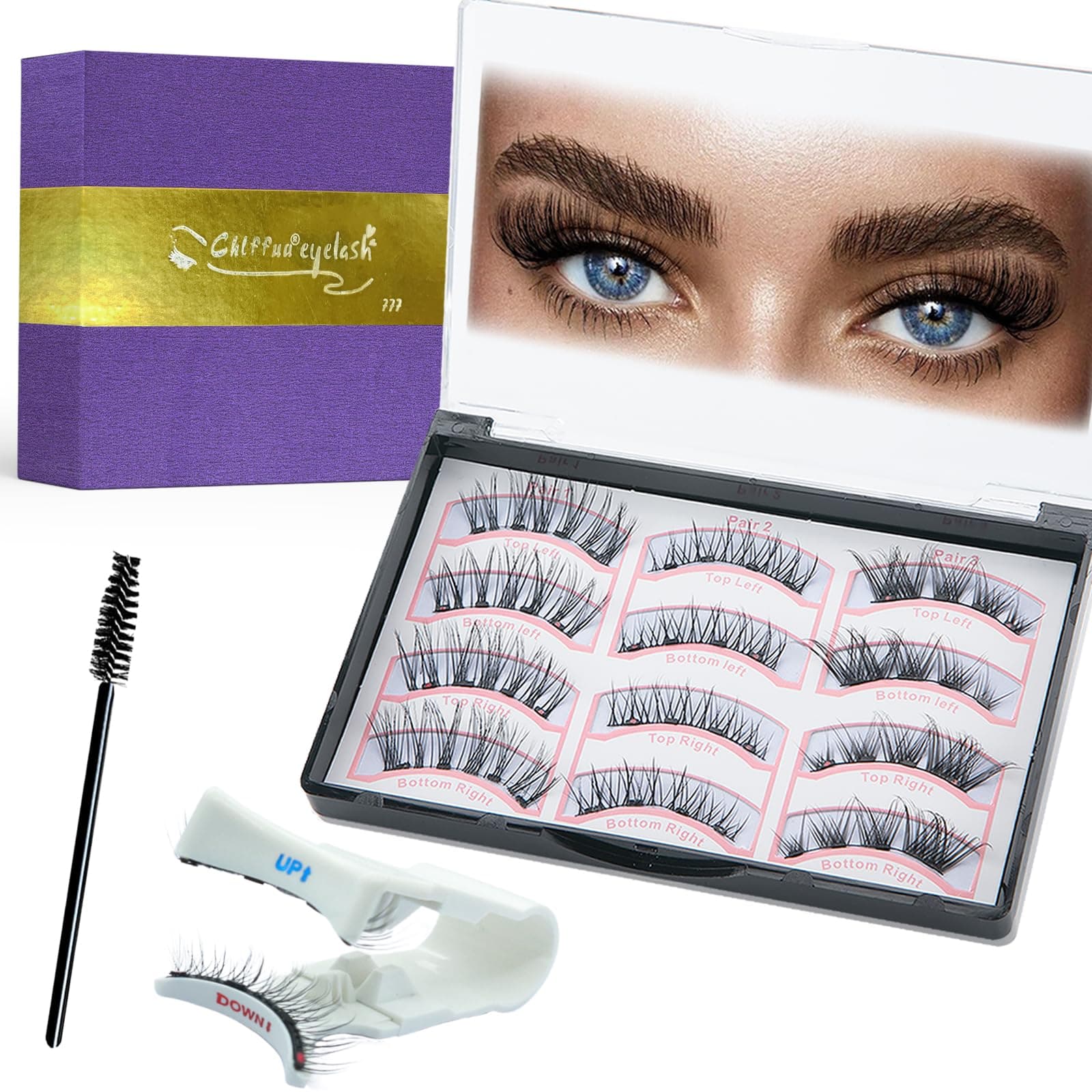 Magnetische Wimpern 3D – Natürliches Aussehen, Lange & Voluminöse Fake Lashes, 3 Paar Wiederverwendbar, Wasserdicht, Ohne Kleber, Mit Applikator für Alltag, Hochzeit, Party Geschenkbox Set, 3 Paar Volle Wimpern