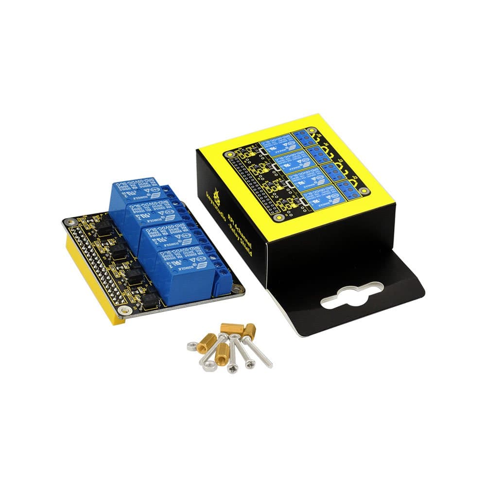 KEYESTUDIO Raspberry Pi Relais 4 Kanal DC 5V Relaismodul Bord Schild mit Optokoppler für Raspberry Pi 4/3/2