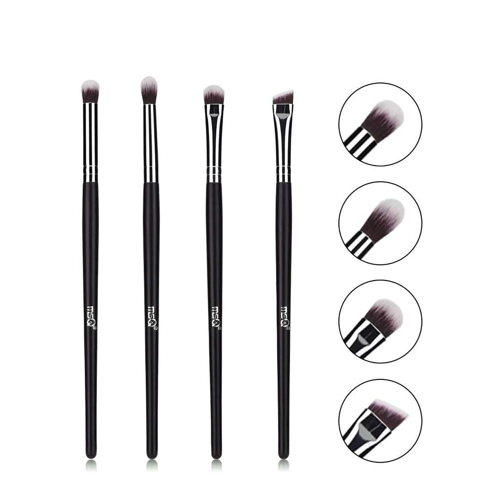 MSQ Augenpinsel Pinselset Makeup Lidschatten Pinselset Makeup Blender Pinsel Augen Blending Brush Augenpinsel Set Make up Pinsel Set Lidschattenpinsel (Silber) schwarz