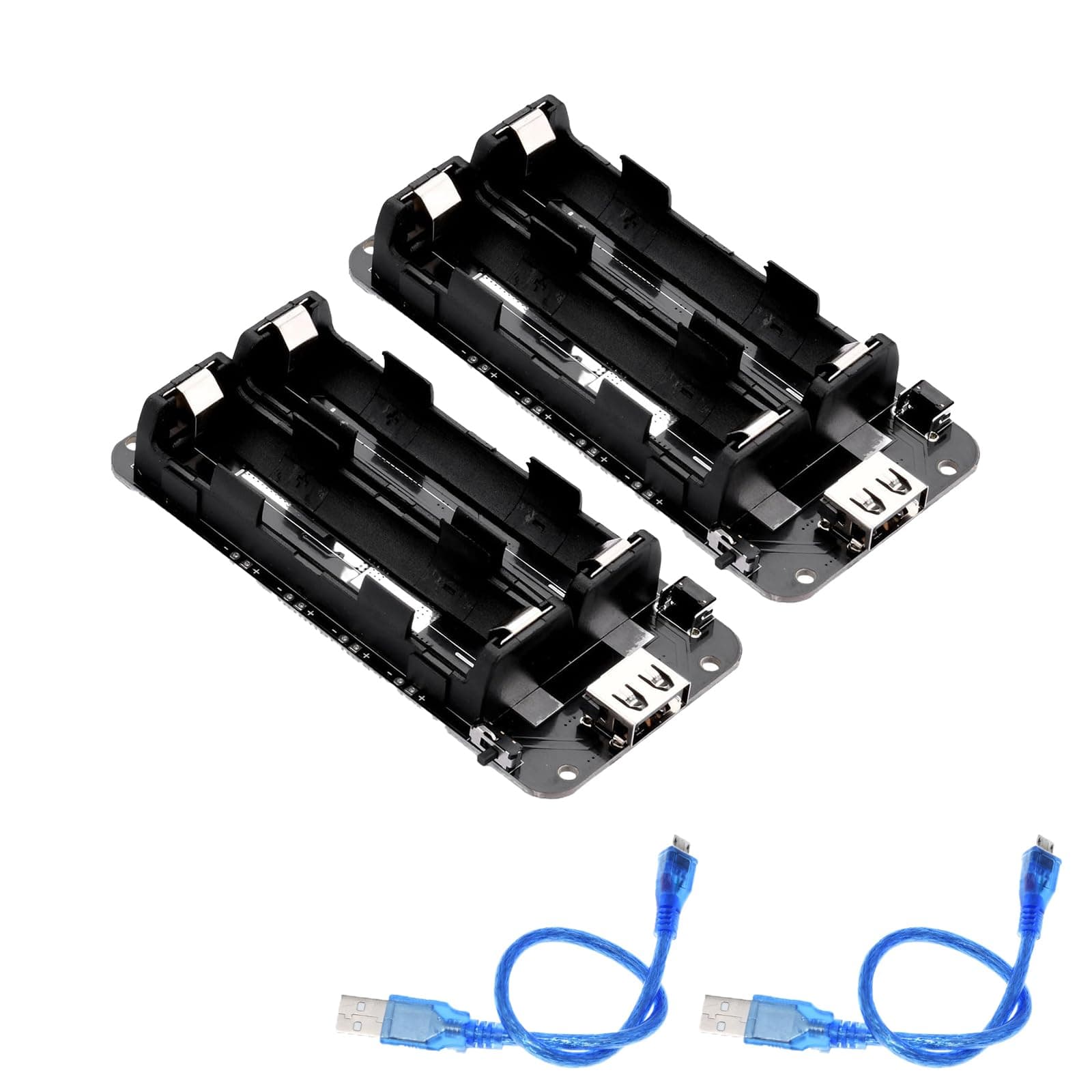 2 stück 18650 Battery Shield ESP32 5V/2A 3V/1A, Micro-USB Typ B & Typ C Anschluss, Battery Shield Board Micro Ladegerät, mit USB Kabel, Kompatibel mit Arduino, Raspberry Pi, Wemos