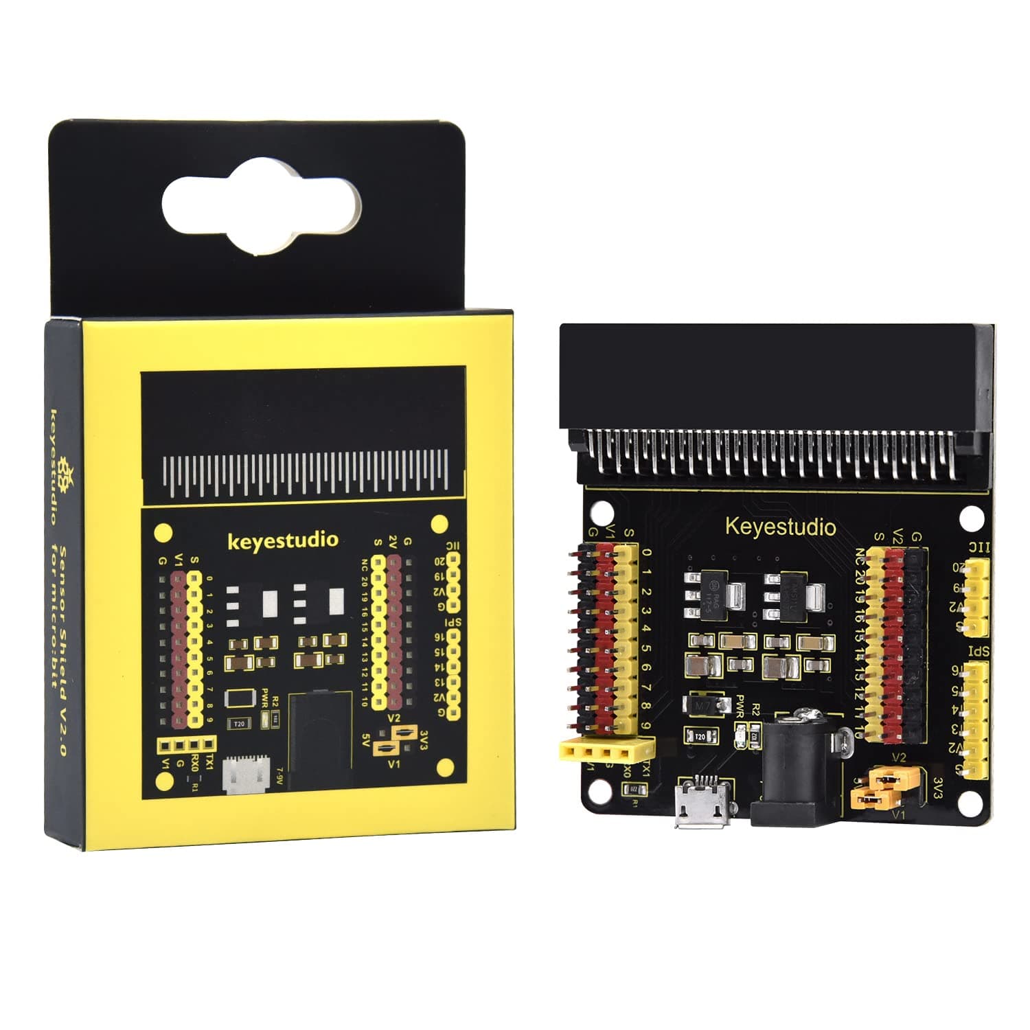 KEYESTUDIO BBC Micro:bit Breakout Adapter Sensor Shield für Micro bit V1, V2 DIY-Programmierprojekt Starter Kit