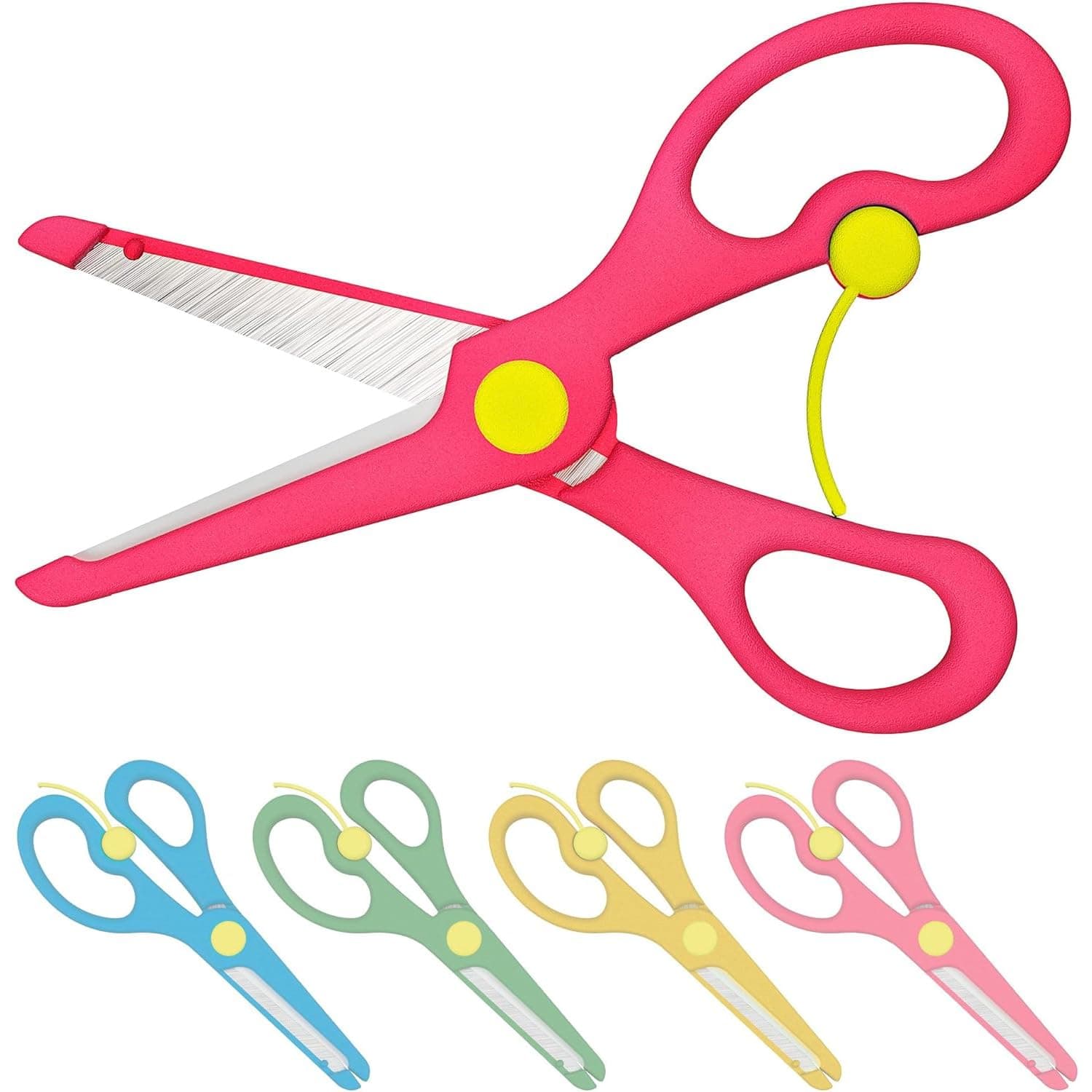 Enid Store Kinderschere ab 2 Jahre mit Sicherung | Rechts- und Linkshänder Kinder Schere mit Feder | Rosa