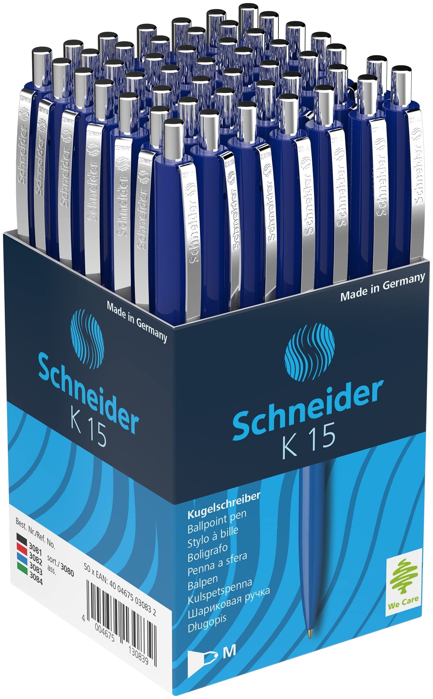 Schneider 3083 K15 Druckkugelschreiber (dokumentenecht, Strichstärke: M, Schreibfarbe: blau) 50 Stück, blau blau 50 Stück Single