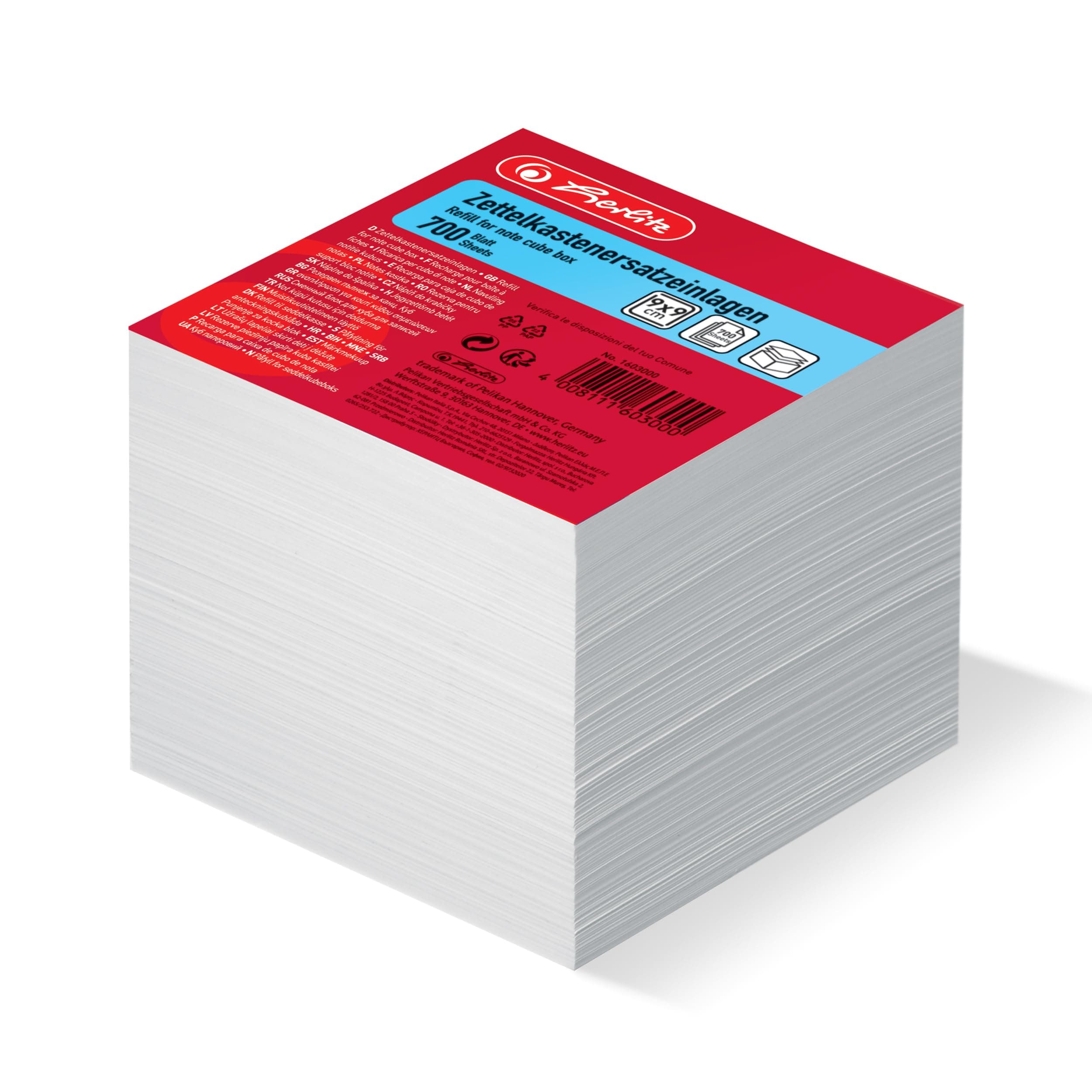 Herlitz 1603000 Zettelkastenersatzeinlage 9 x 9 cm, 700 Blatt, weiß Angebot bei HelloDeals