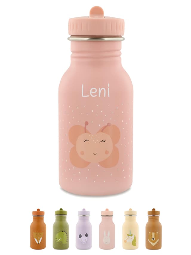 wunderwunsch Trinkflasche personalisiert für Kinder, Flasche personalisiert, Babyflasche, Kinder Flasche, Trixie Trinkflaschen mit individuellem Namen (Schmetterling, 350ml) 350 ml Schmetterling